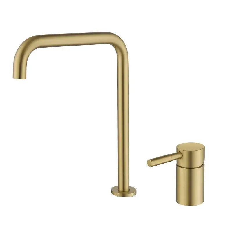 Modern matte black and brushed gold basin faucet with sleek gold-toned cylindrical handle for decorbites black basin faucet