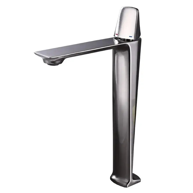 Modern chrome-finished tall sink faucet with rectangular spout for decorbites black brass bathroom use