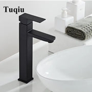 Modern matte black baking stainless basin faucet with sleek rectangular design for bathroom mixer decorbites black baking