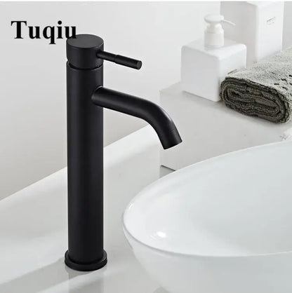Modern matte black baking stainless basin faucet with sleek cylindrical body and minimalist decorbites black baking design