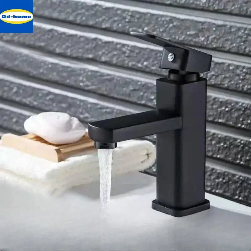 Modern matte black basin faucet with sleek rectangular design single handle decorbites black basin faucet for bathroom