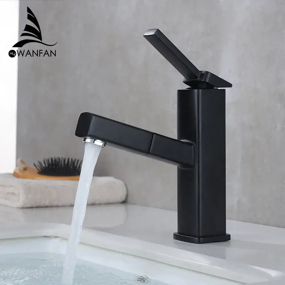 Modern matte black basin faucet with sleek rectangular design and chrome accents for bathroom decorbites black basin