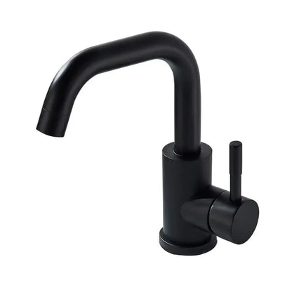 Modern matte black basin faucet by decorbites with rotatable sink tap and sleek curved spout in black matte finish