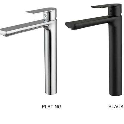 Modern matte black basin faucet with ceramic valve core in short tap style for minimalist bathroom designs