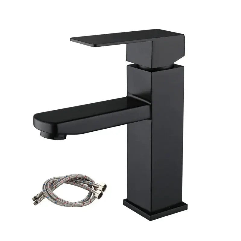 Modern matte black basin faucet with single handle mixer and rectangular spout decorbites black basin faucet