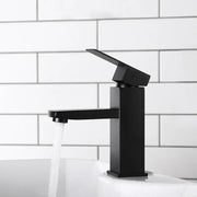Modern matte black basin faucet with angular design and single lever handle by decorbites black basin faucet