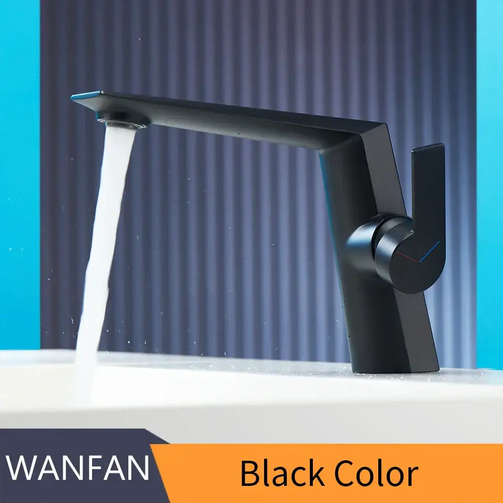 Modern matte black basin faucet with black matte finish and angular design decorbites black basin faucet