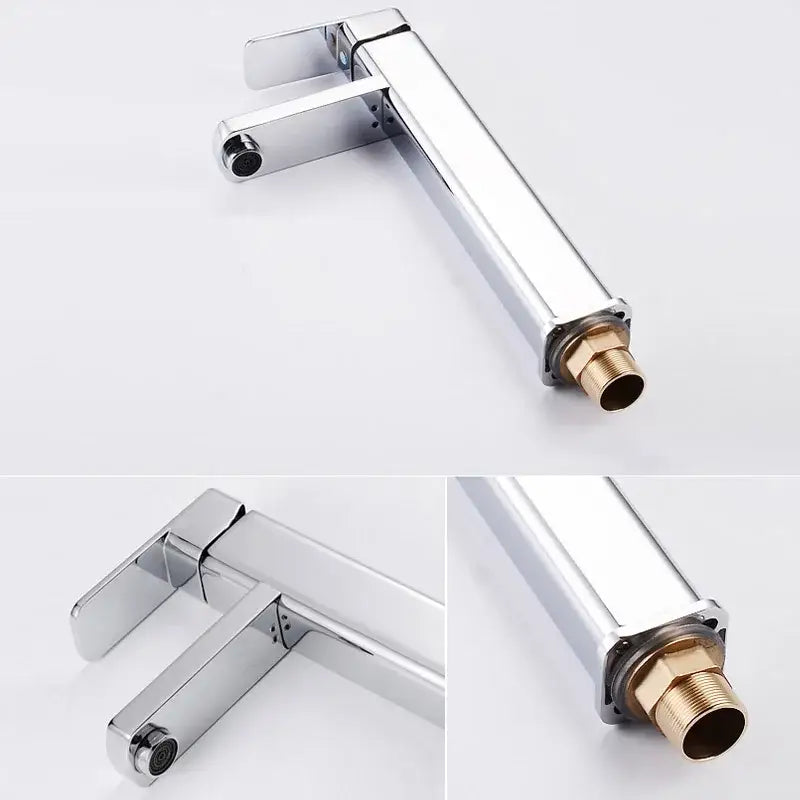 Modern matte black decorbites basin mixer bathroom faucet with rectangular spout and chrome-finished brass connections