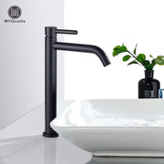 Modern matte black basin mixer tap with a sleek matte finish and single lever handle for bathroom use