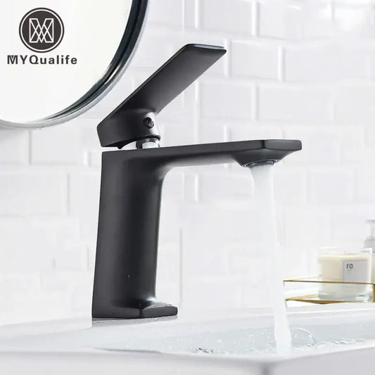 Modern matte black basin mixer tap with sleek angular design and single lever handle for decorbites black basin use
