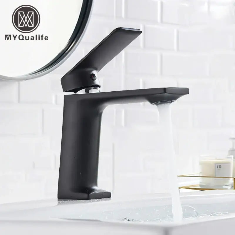 Modern matte black basin mixer tap with sleek angular design and single lever handle for decorbites black basin use