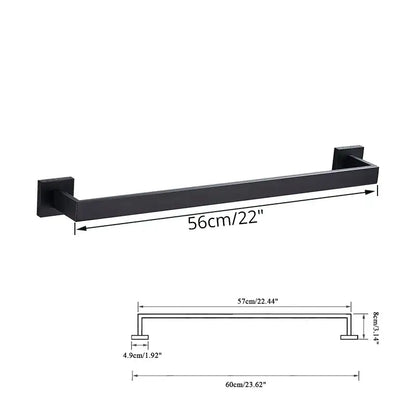 Modern matte black bathroom towel rack with black matte-finished metal and square mounting plates for decorbites black bathroom accessories set