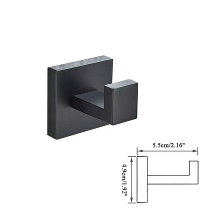 Modern matte black wall-mounted hook with black bathroom accessories set for decorbites black bathroom decor