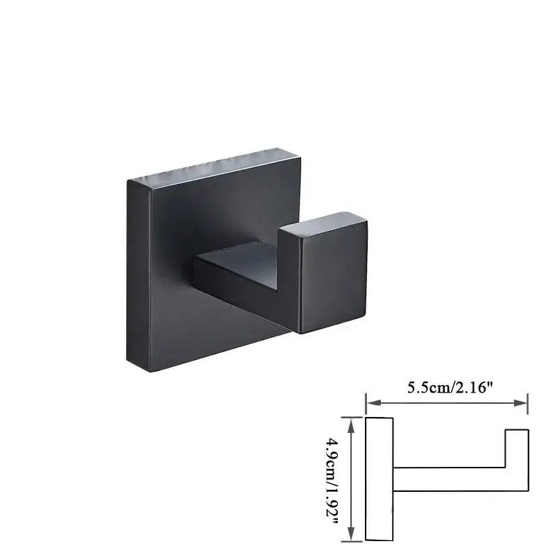 Modern matte black wall-mounted hook with black bathroom accessories set for decorbites black bathroom decor