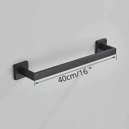 Black matte-finished metal towel rack with square mounting plates from modern decorbites black bathroom accessories set