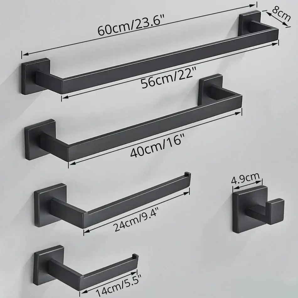 Set of modern matte black metal bathroom towel racks and hooks from decorbites black bathroom accessories set