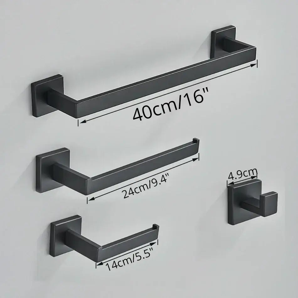 Set of modern matte black metal bathroom accessories set with towel racks and hooks for decorbites black bathroom