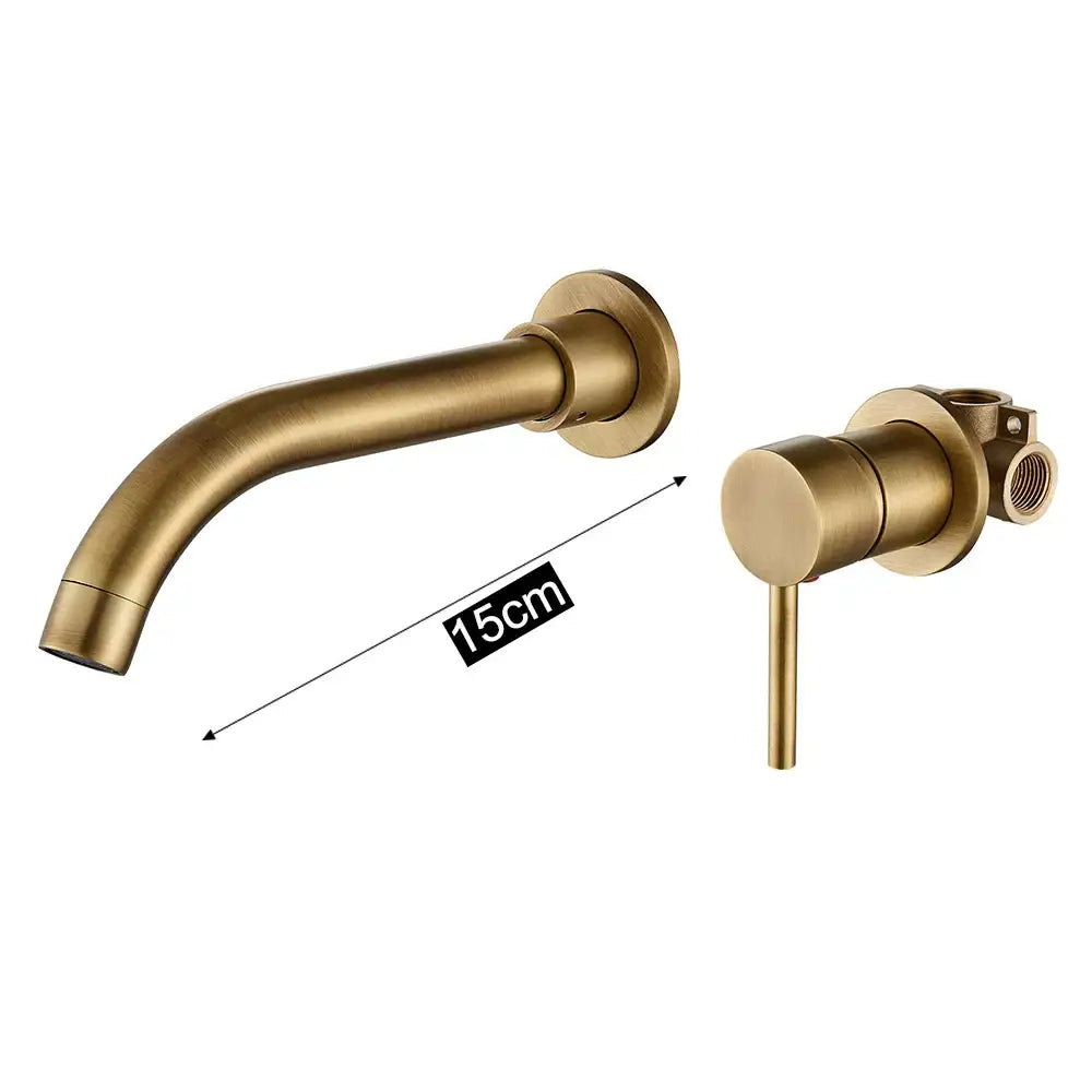 Modern matte black bathroom faucet set with brass finish wall-mounted handle and 15cm spout bathroom faucet set
