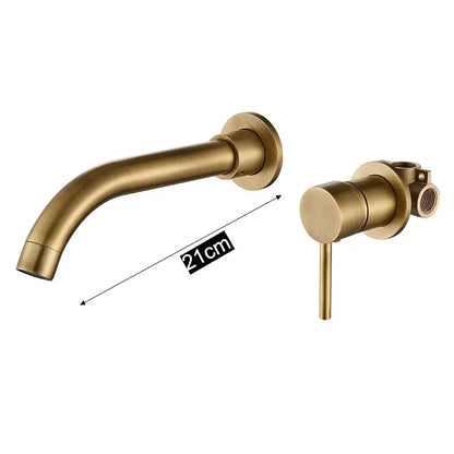 Brass-finished wall-mounted bathroom faucet set with handle for modern matte black bathroom faucet set installation