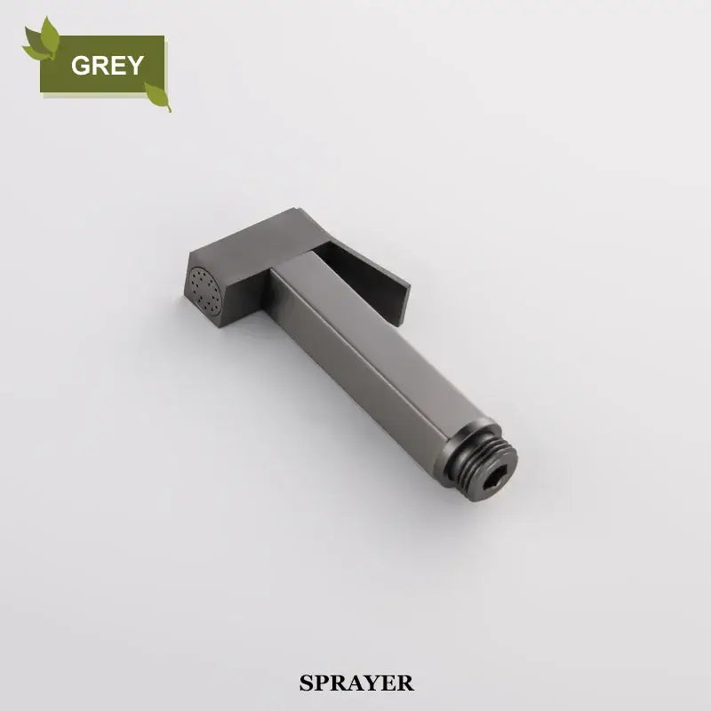 Modern matte black bidet faucet shower mixer with a grey matte-finished metal handheld rectangular sprayer nozzle