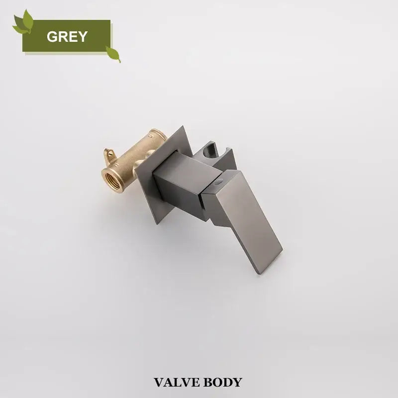 Modern matte black bidet faucet shower mixer with matte grey valve body and brass-colored threaded connection visible from the back side