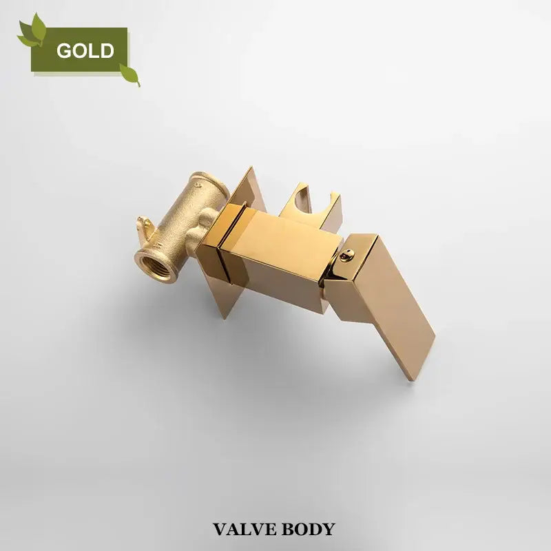Gold-finished modern bathroom valve body with geometric design for matte black bidet faucet shower mixer use