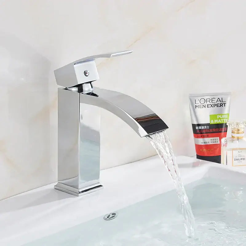 Chrome finished modern bathroom faucet with rectangular spout and single lever handle for brass bathroom waterfall decorbites black brass
