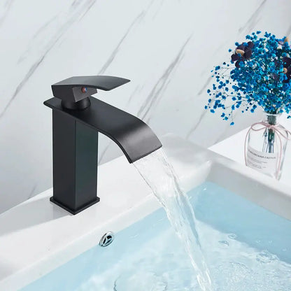 Modern matte black brass bathroom waterfall sink faucet with sleek design by decorbites black brass bathroom decorbites