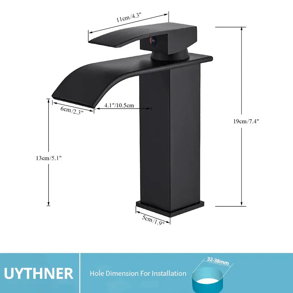 Modern matte black brass bathroom waterfall sink faucet with black brass bathroom decorbites sleek rectangular spout