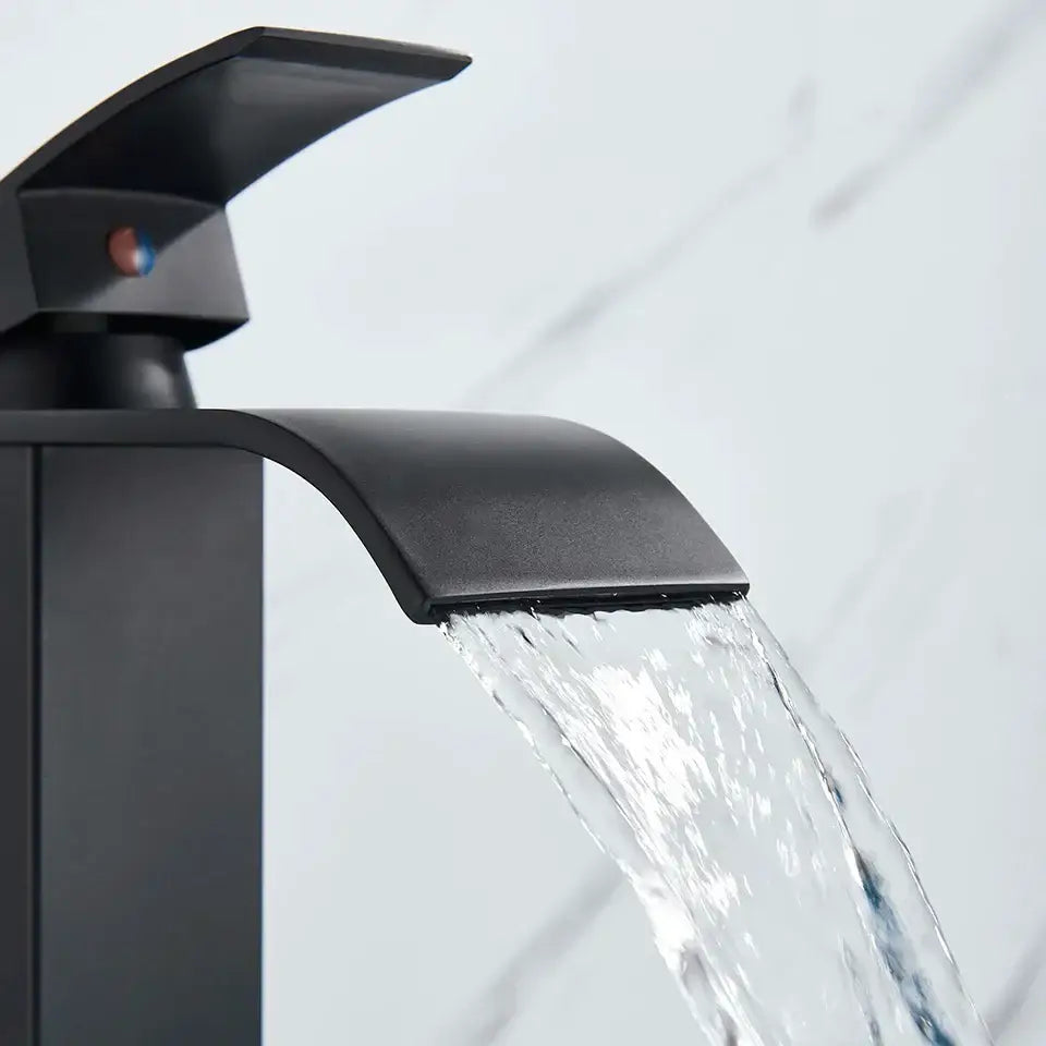 Modern matte black brass bathroom waterfall sink faucet with a sleek black brass bathroom decorbites black brass design