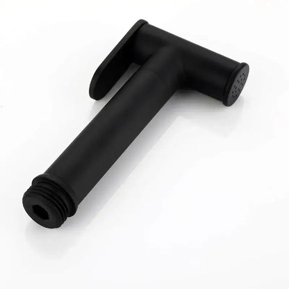 Modern matte black brass bidet faucet handheld sprayer with sleek design and threaded connection for bathroom use