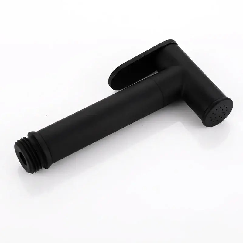 Modern matte black brass bidet faucet handheld sprayer with sleek design and threaded connection for bathroom use