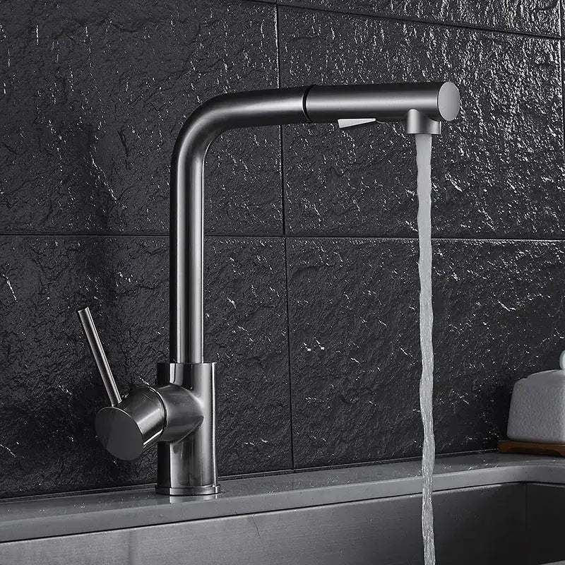 Modern matte black brass brushed nickel kitchen faucet with sleek curved spout and single lever handle for decorbites brass brushed nickel kitchen use