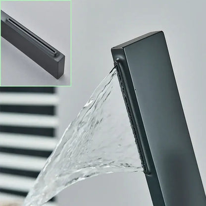Modern matte black brass waterfall basin faucet with sleek minimalist design ideal for contemporary bathroom decorbites brass waterfall