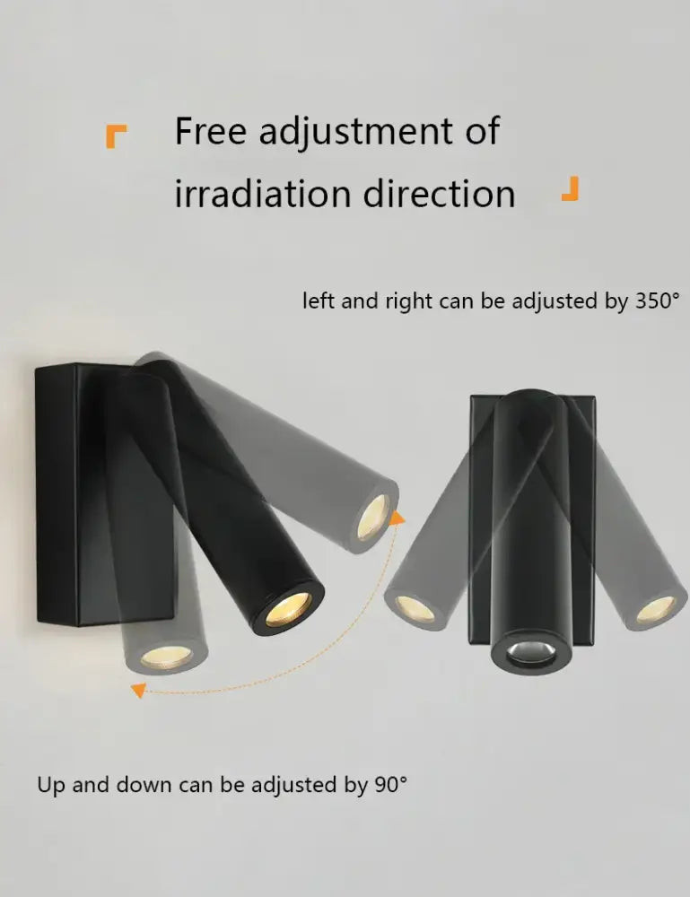 Black cylindrical wall lamp with adjustable angle in matte black and brushed brass for bedroom decorbites adjustable angle