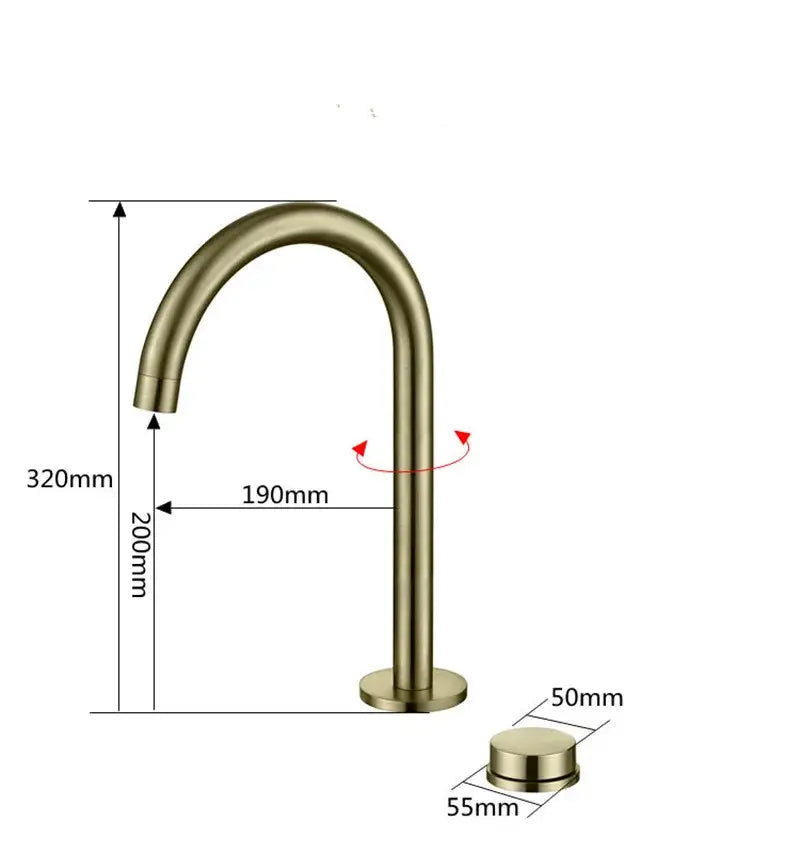 Modern matte black and brushed gold basin faucet with sleek curved spout and brass-finished cylindrical base decorbites brushed gold