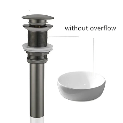 Matte black metal sink drain with sleek cylindrical design for modern basin faucet in decorbites brushed gold bathroom tap