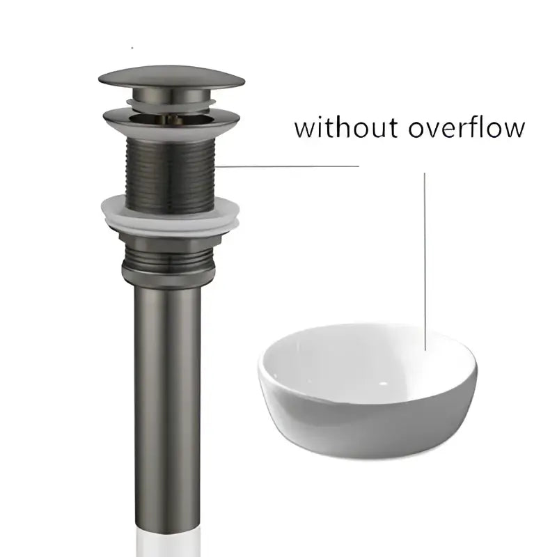 Matte black metal sink drain with sleek cylindrical design and threaded body for modern basin faucet decorbites brushed gold