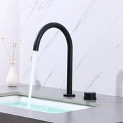 Modern matte black basin faucet with brushed gold accents decorbites brushed gold 360 rotation for kitchen sink