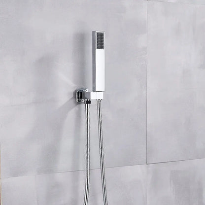 Modern chrome finished rectangular handshower head with flexible braided 150cm stainless hose by decorbites black abs