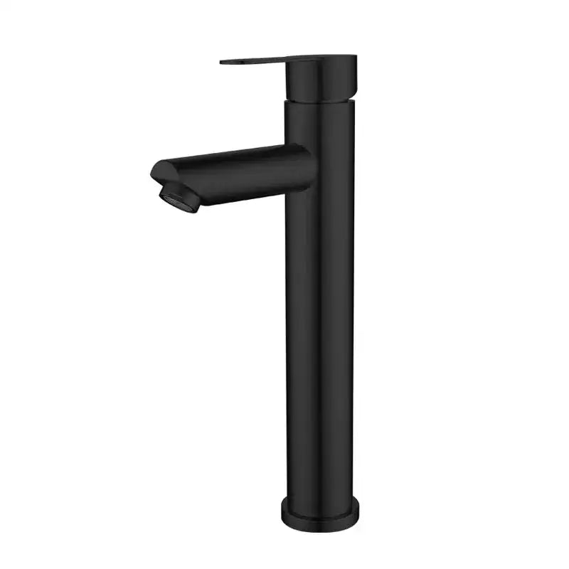 Modern matte black brushed tall basin sink faucet with decorbites brushed tall finish and sleek bathroom control design