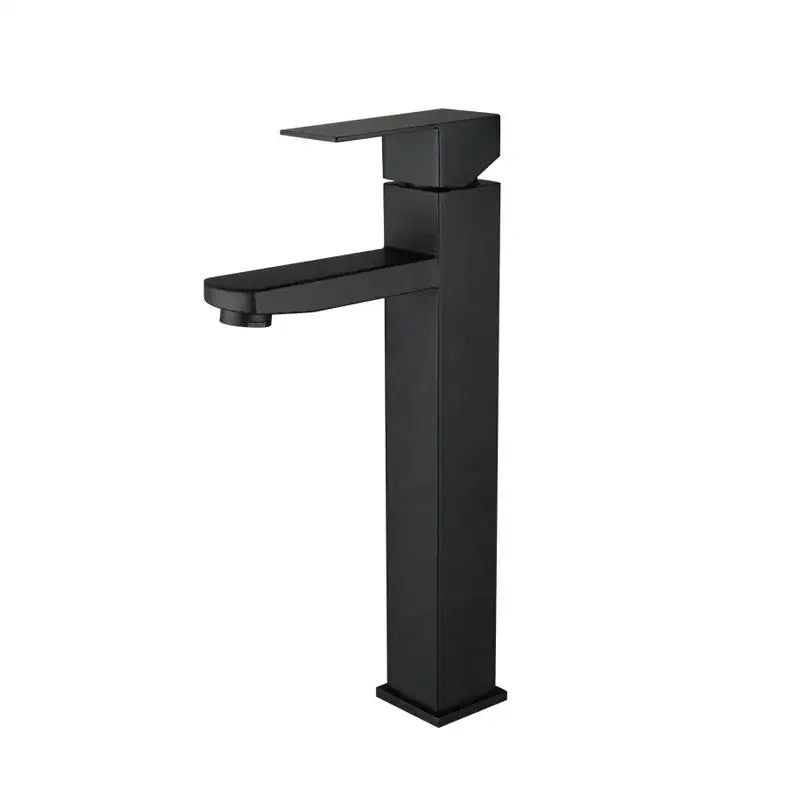 Modern matte black brushed tall basin sink faucet with rectangular design and flat spout for bathroom use decorbites brushed tall