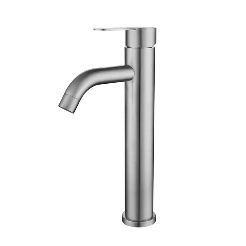 Modern matte black decorbites brushed tall basin sink faucet with single-handle minimalist stainless steel design