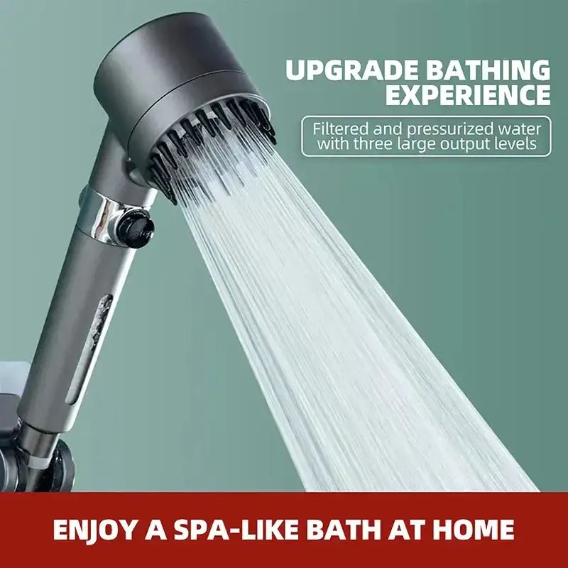 Modern matte black and chrome shower head with ergonomic design and three modes high pressure for enhanced shower experience