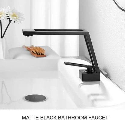 Modern matte black and chrome waterfall basin sink faucet with sleek angular design for decorbites brass basin sink decor