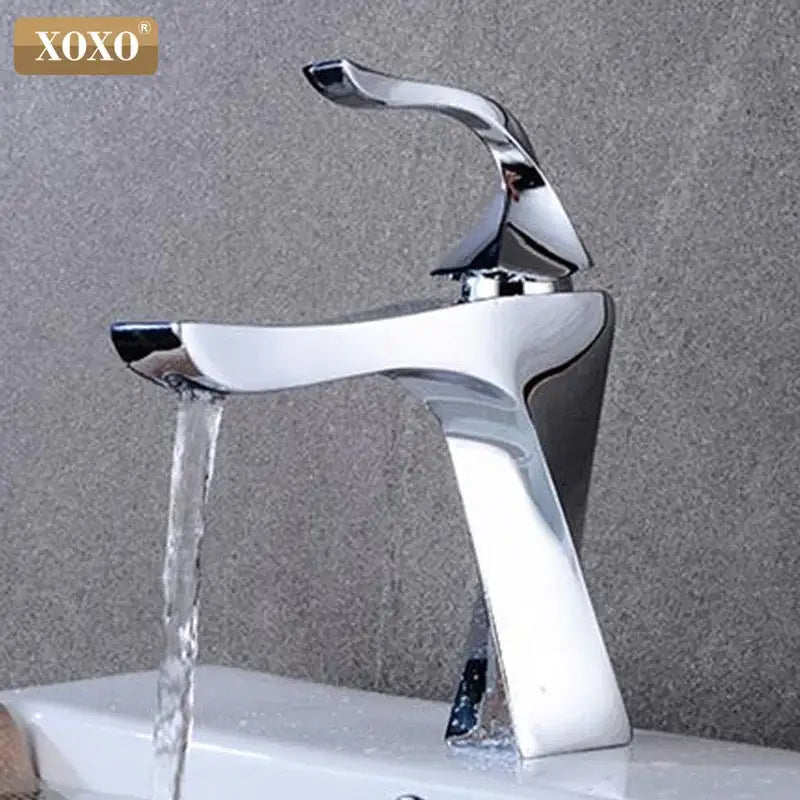 Chrome-finished xoxo brand modern basin faucet with sleek high-arc spout for decorbites contemporary brass basin use