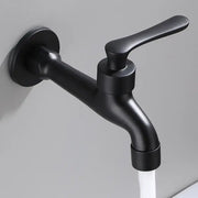 Modern matte black copper bathroom wall mounted faucet with sleek design and flowing water stream