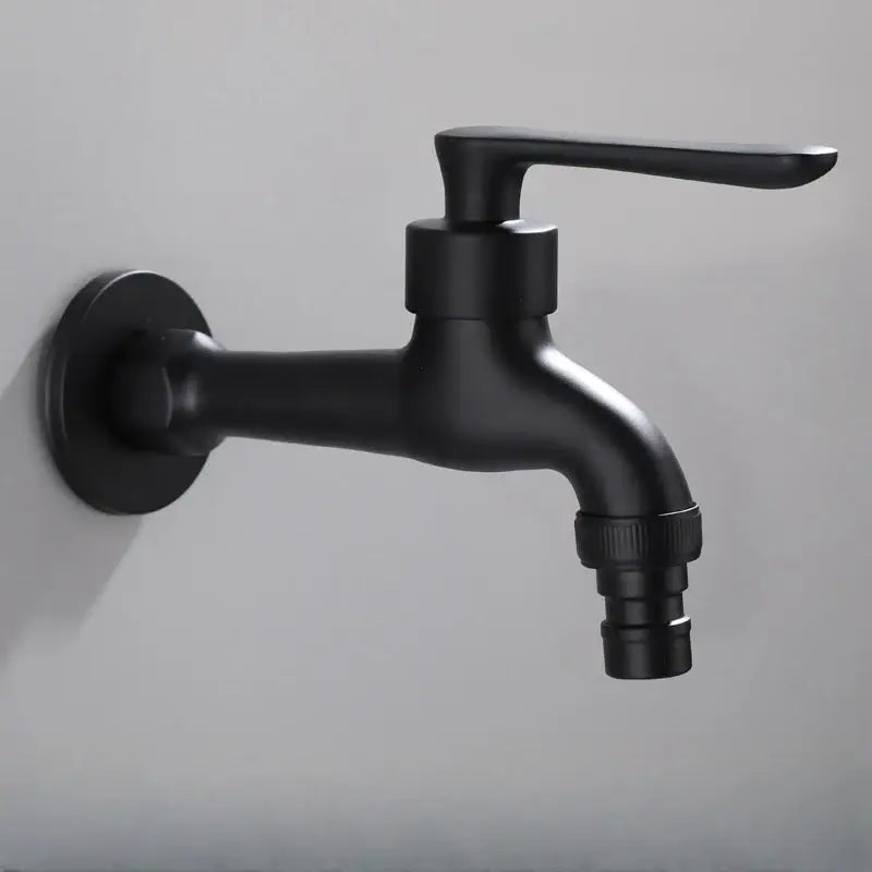 Modern matte black copper bathroom wall mounted faucet with matte finish and integrated hose connector in sleek design