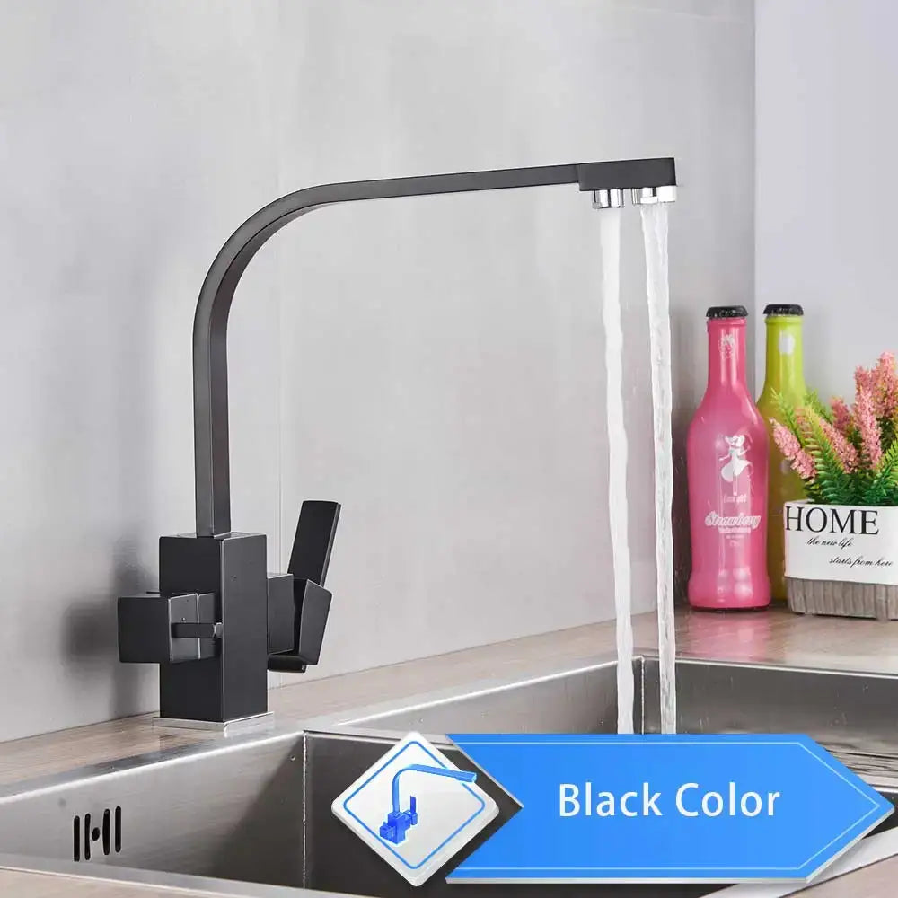 Modern matte black curved dual handle kitchen faucet with sleek spout ideal for decorbites beige purity kitchen decor
