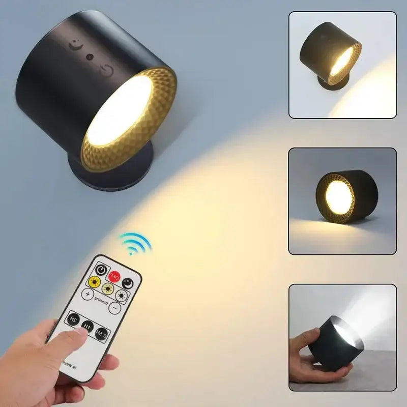 Modern matte black double head wall lamp with textured gold interior and remote control decorbites double head wall spotlight
